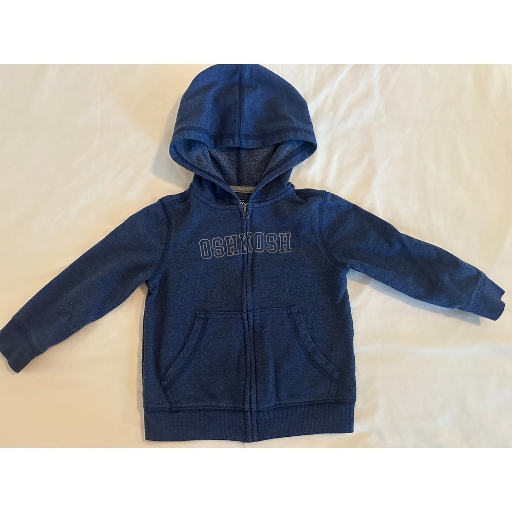 OshKosh Bgosh Boys Navy‎ Blue Heather Full Zip Logo Hoodie Sweatshirt 24M